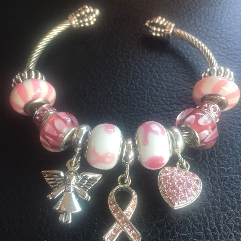Breast cancer charm bracelet